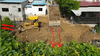 Most Impressive Constructor Operator Dump Truck Unloading Rock & Soil And Dozer Showing Skill