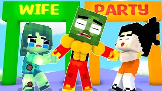 Monster School : Fire Baby Zombie x Squid Game Doll Run Challenge - Minecraft Animation