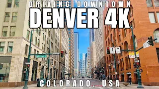 Afternoon Sunny Downtown Denver Driving || Colorado, USA || 4k 60 fps