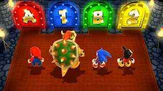 Mario Party 9 MiniGames - Mario Vs Sonic Vs Mickey Mouse Vs Bowser (Master Cpu)