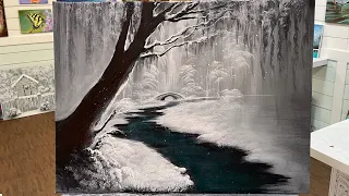 How To Paint SNOWY RIVER ~ Acrylic painting tutorial