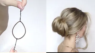 ЛАЙФХАК!ИСПОЛЬЗУЮ РЕЗИНКУ С 2-МЯ НЕВИДИМКАМИ ВМЕСТО ВАЛИКА|HAIR HACK! USING ELASTIC AND 2 BOBBY PINS