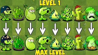 PvZ 2 Discovery - All Green Plants Level 1 Vs Max Level