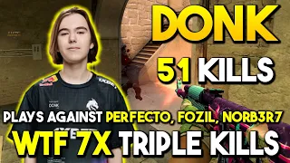 WTF 7x Triple Kills By Donk 51Kills Plays Against Perfecto, fozil, n0rb3r7 on Mirage - Aug 13, 2023