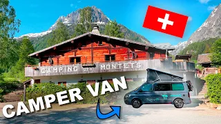 Traveling Through the Swiss Alps in a Camper Van