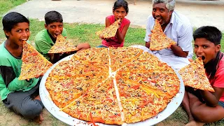 BIGGEST PIZZA RECIPE | Giant Pizza Making Without Oven | Pizza Sauce Making | Farmer Cooking