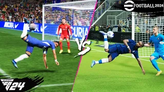 EA FC 24 vs. eFootball 2024: Finishing (Longshots, Bicycle, Scorpion, Rabona & More) | 4K