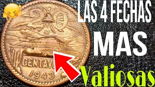 👉20 Centavos 1943 Las 4 Fechas mas Valiosas 💲💸💯👈.