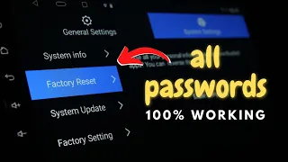 All Factory Settings Password of T5 Android Car Stereo
