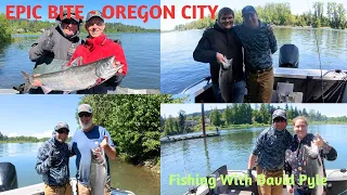 An EPIC Bite - Oregon City Salmon Fishing with Eggs and Sand Shrimp.  Fishing with David Pyle.