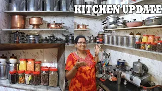 किचन सजवले साफ केले आणि नवीन काचेचे भरणे आणले | Indian Small Kitchen Update Vlog