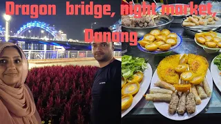 Dragon bridge,Son tra night market, danang, vietnam