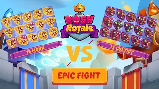 OMG * 15 Monk vs 15 Cultist * Who will win? (Rush Royale VS)