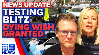 Sydney testing sites swamped, family allowed into Queensland to see dying father | 9 News Australia