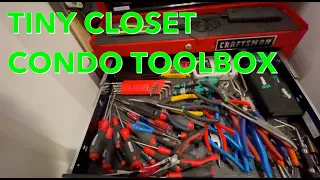 Tiny closet toolbox setup for working on home and car projects and fixes