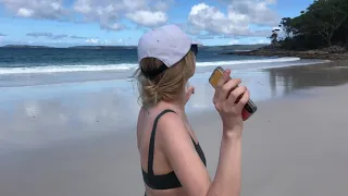 [4K] Ukrainian girl in bikini having fun at the beach in Australia