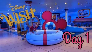 Disney Wish Cruise Embark | FULL Sail Away | Ship Explore | Kids Club | MORE Toddler First Cruise