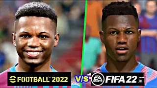 FIFA 22 vs eFootball 2022 Barcelona Players Face Comparison 🔥