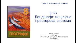 Географія 8 клас Бойко §36 Ландшафт як цілісна просторова система