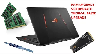 LAPTOP RAM UPGRADE | THERMAL PASTE UPGRADE | SSD UPGRADE. ASUS ROG GL553VD HINDI