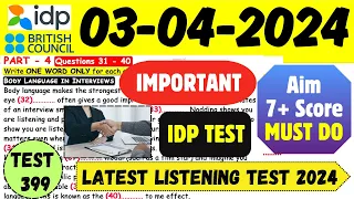 IELTS Listening Practice Test 2024 with Answers | 03.04.2024 | Test No - 399