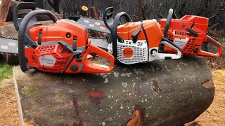 Husqvarna 592xp, Stihl MS 661, Husqvarna 395xp - cutting & racing !!!