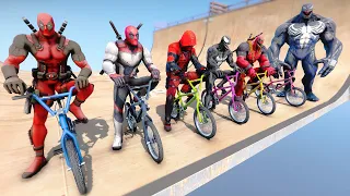 TEAM VENOM VS TEAM DEADPOOL Super Bicycles Challenge - GTA V MODS