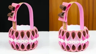 How to Make Plastic Bottle & Foam Basket in Easy Way || Best out of Waste