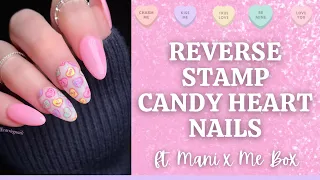 EASY nail art ANYONE can do! // Valentine Candy Hearts Nails // Reverse Stamping on Dip Powder