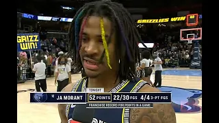 Ja Morant Scores Career High 52 Points vs Spurs