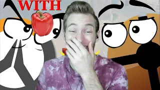 WITH FOOD??!! Reacting to "Overwatch vs TF2 but Explained with Food" by DougDoug