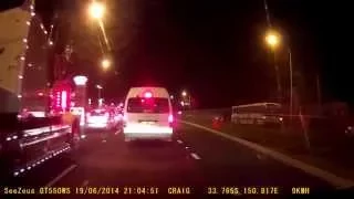 Traffic jam after Bus-Bicycle Accident Carlisle Ave. at Kurrajong Ave. Mt Druitt / Sydney 19-06-2014