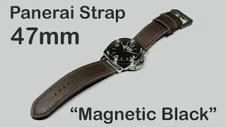 Panerai 47mm Strap "Magnetic Black" Handmade with Sewn Buckle on Panerai Luminor PAM00372