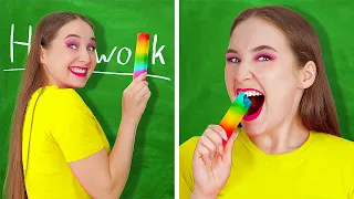 WEIRD WAYS TO SNEAK FOOD ANYWHERE || Cool Food Hacks And Funny Situations by 123GO! SCHOOL