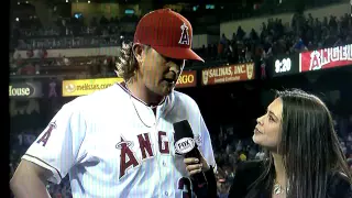 Jered Weaver gets hit with water bottle during int