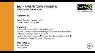 Webinar 2 - Tourism Industry Recovery Plan by South African Tourism