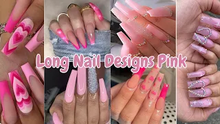 Hot Pink Long Acrylic Nails Pink Prom Nails Dope Pink Nails Ideas