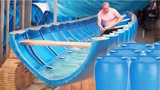 Man Builds Amazing Homemade Motor Boat with Plastic Barrels | Start to Finish by @araujocaiaque