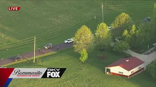 SKYFOX over scene were pursuit of police shooting suspect ended