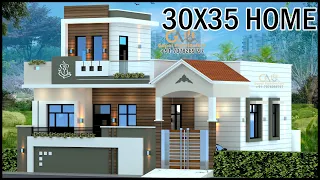 30'-0"x35'-0" East Facing 3D House Plan | Modern Home Design | Villa Design | Gopal Architecture