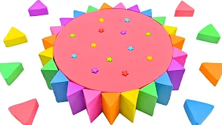 Satisfying Video l How To Make Beautiful Rainbow Sun Cake with Kinetic Sand, Candy Cutting ASMR #157