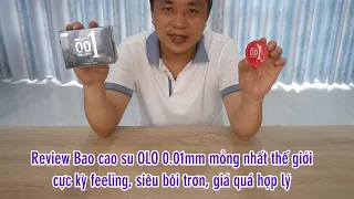 Review Bao cao su OLO 0.01mm/ Feelex tên mới mỏng nhất thế giới  - So sánh Olo đen và Olo đỏ