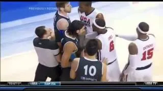 Fight Breaks Out In USA vs Argentina Olympic Exhibition Game Luis Scola Vs Kevin Durant