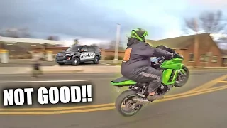 Big Boy On NINJA Wheelies By COPS!!