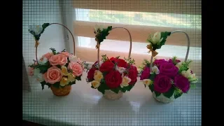DIY БУКЕТЫ из КОНФЕТ/как оформить корзину роз своими руками/BOUQUETS OF CANDY / Paper roses