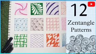 12 Zentangle Patterns || 12 Doodle Patterns || Zentangle Patterns || Zentangle Art||Mandala Patterns
