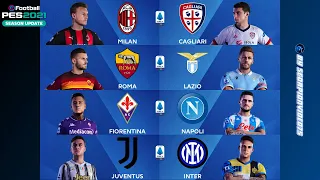 PES 2021 • Serie A, Calci di Rigore • Milan vs Cagliari, Roma vs Lazio, Fio vs Napoli, Juve vs Inter