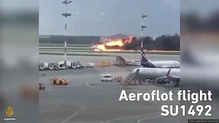 Aeroflot plan crash landing at Moscow airport