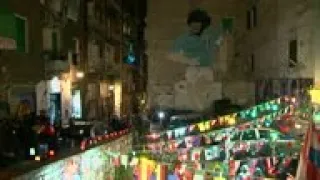 Tributes left in memory of Maradona in Naples