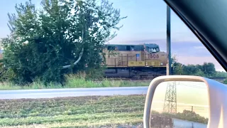 Seeing a stopped Union Pacific Freight Train on HWY 90 in Sugar Land, TX.